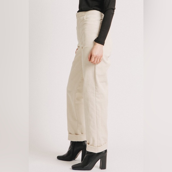 Vanilla Corduroy High Waisted Straight Leg with slight Barrel Leg Pants, Canada - Picture 3 of 13